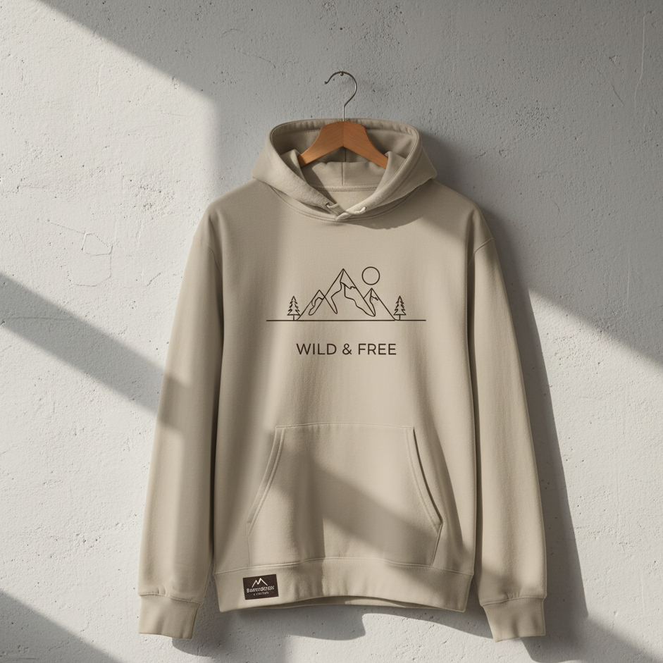 Wild & Free Mountain Hoodie - Minimalist Adventure Pullover