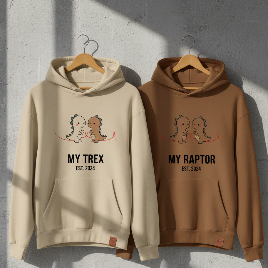 Cute Dinosaur Couple Hoodies