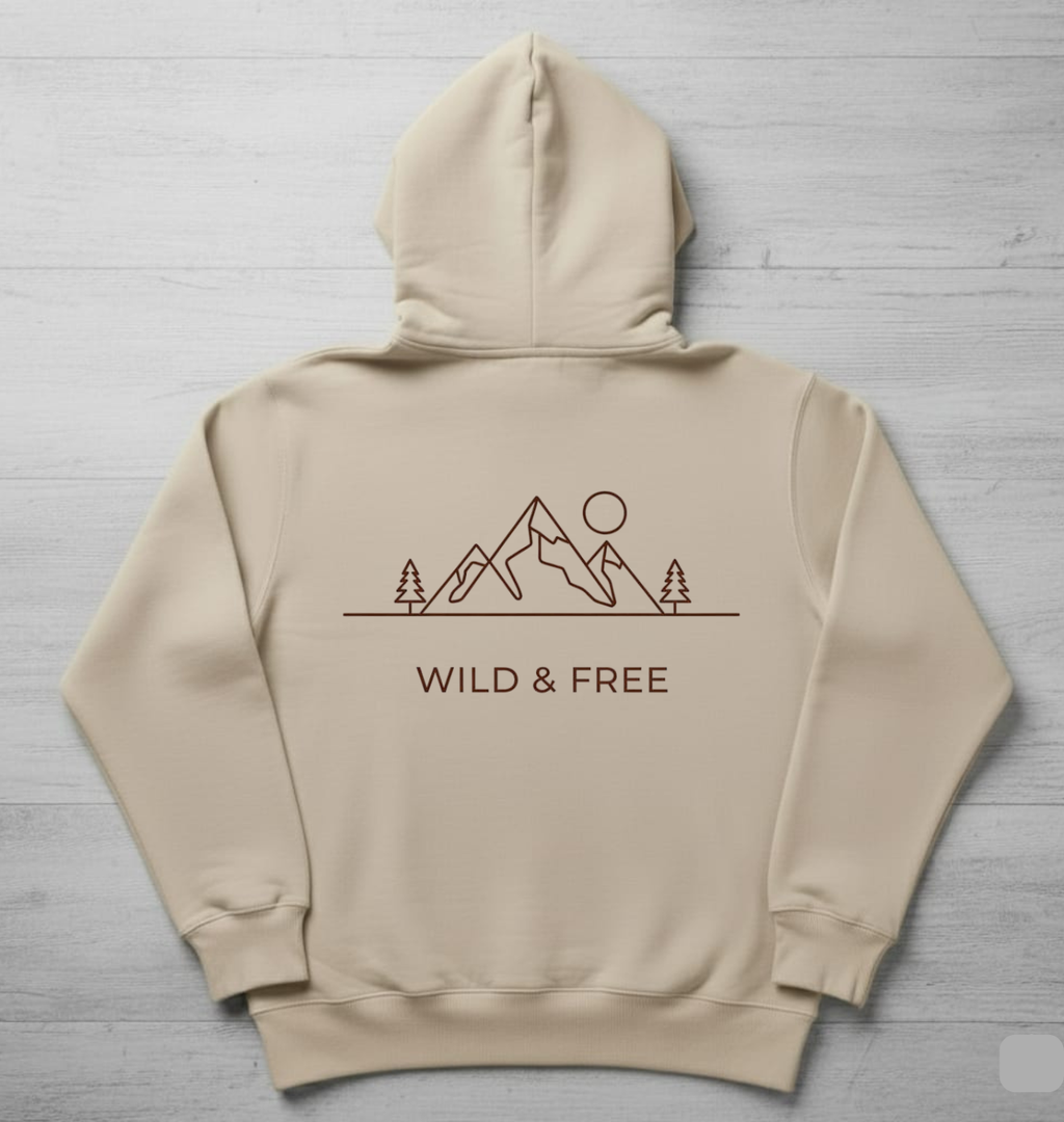 Wild & Free Mountain Hoodie - Minimalist Adventure Pullover
