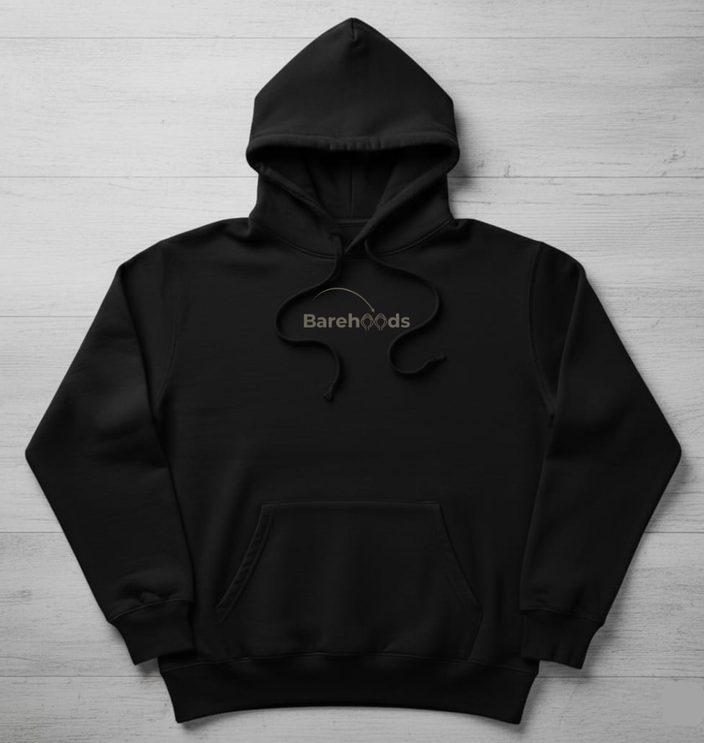 Cute Panda with Bamboo Graphic Hoodie - Black